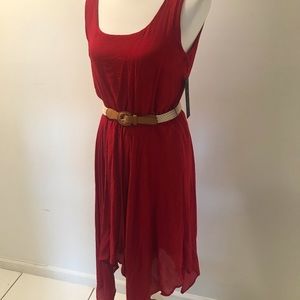 NWT AVW Red Sleeveless Handkerchief Dress Size 8